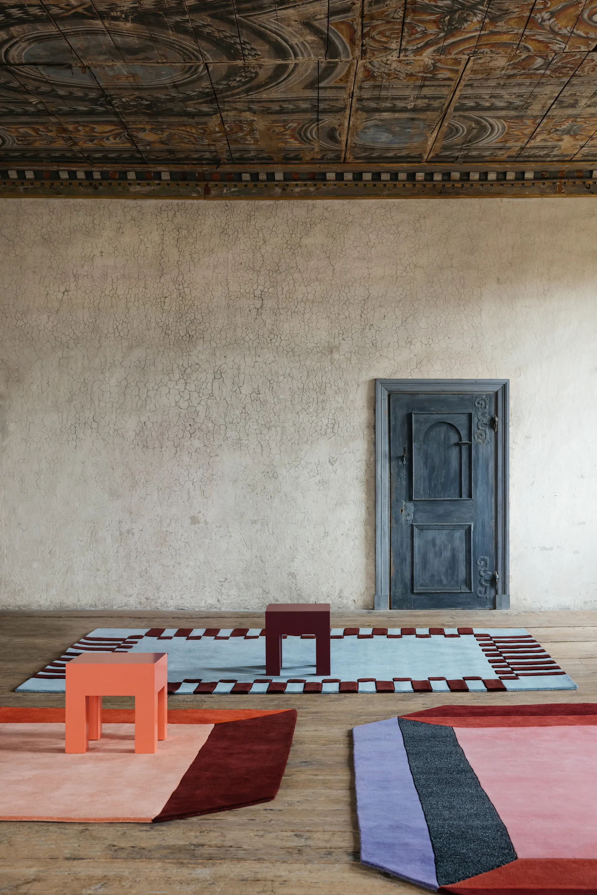 Teklan box wool rug, Corals, 200x300 cm Layered