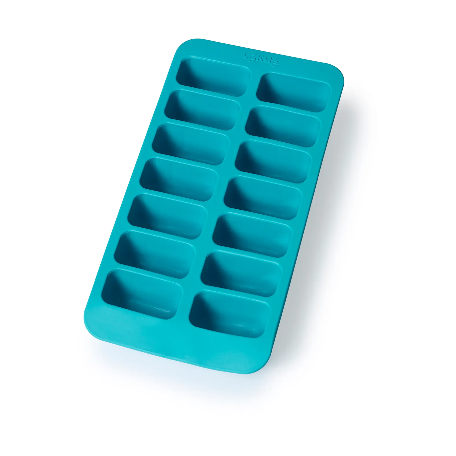 Lékué rectangular ice cube tray with lid, Turquoise Lékué