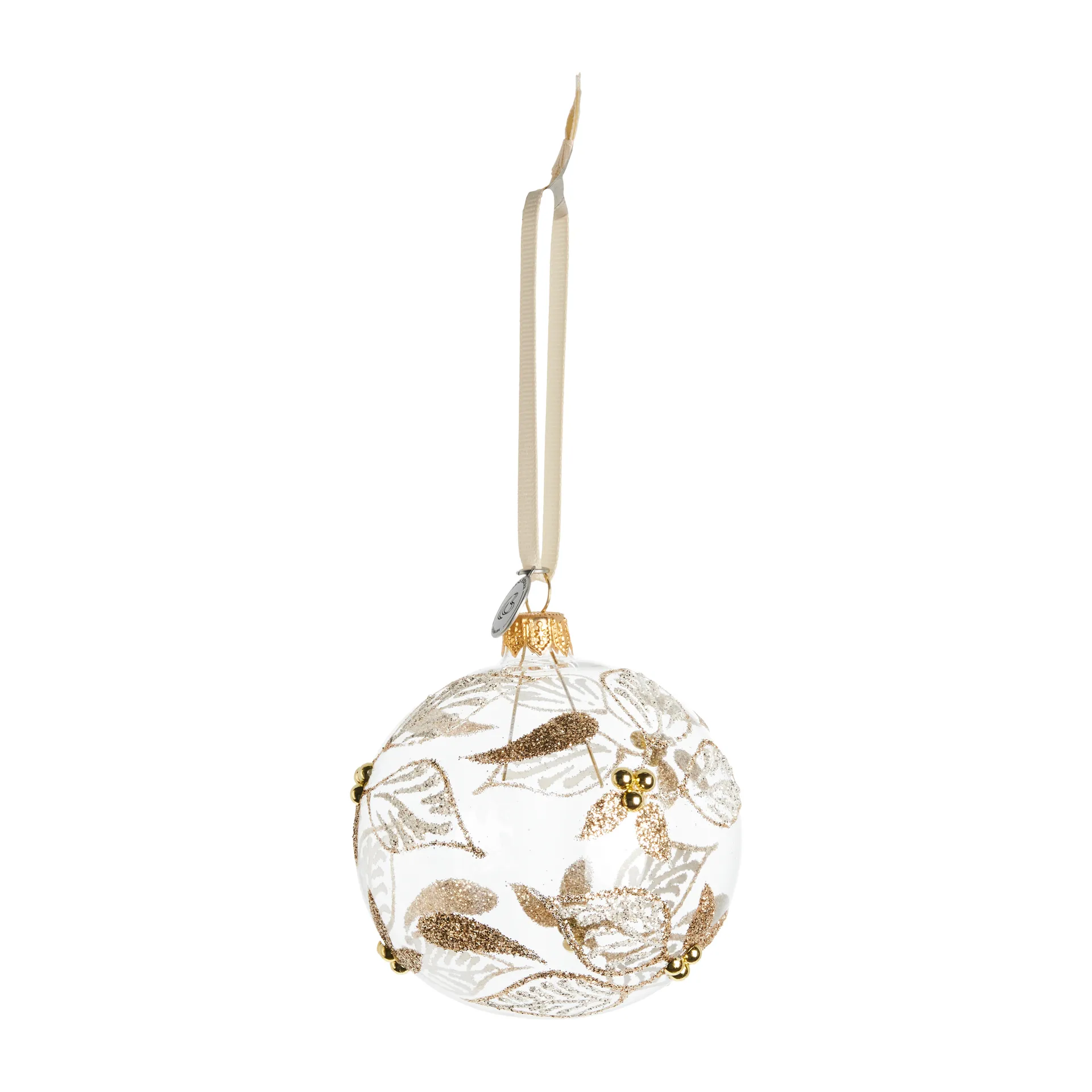 Cadelia bauble leaf Ø8 cm, clear-light gold Lene Bjerre