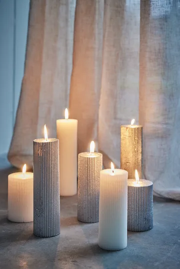 Lissa candle Ø6x15 cm - Silver - Lene Bjerre