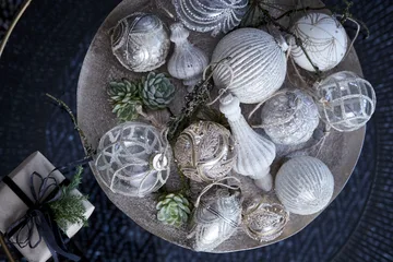Merya Christmas Bauble Ø10 cm - Clear-gold - Lene Bjerre