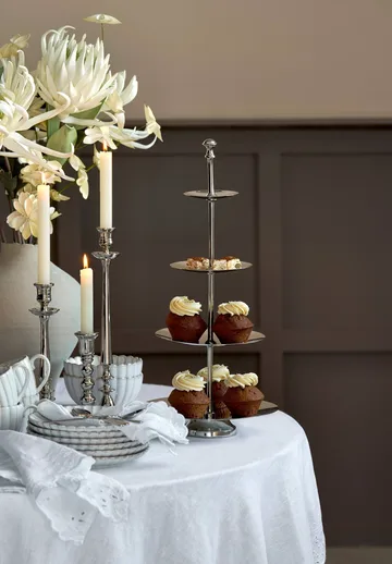 Sigrine tiered serving stand - Silver-coloured, 25x25xH53 cm - Lene Bjerre