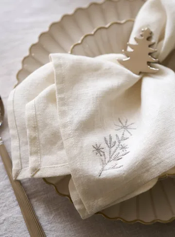 Starlia fabric napkin - White-silver, 45x45 cm - Lene Bjerre
