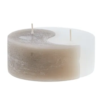 YingYang block candle Ø13 cm - Silver grey-white - Lene Bjerre