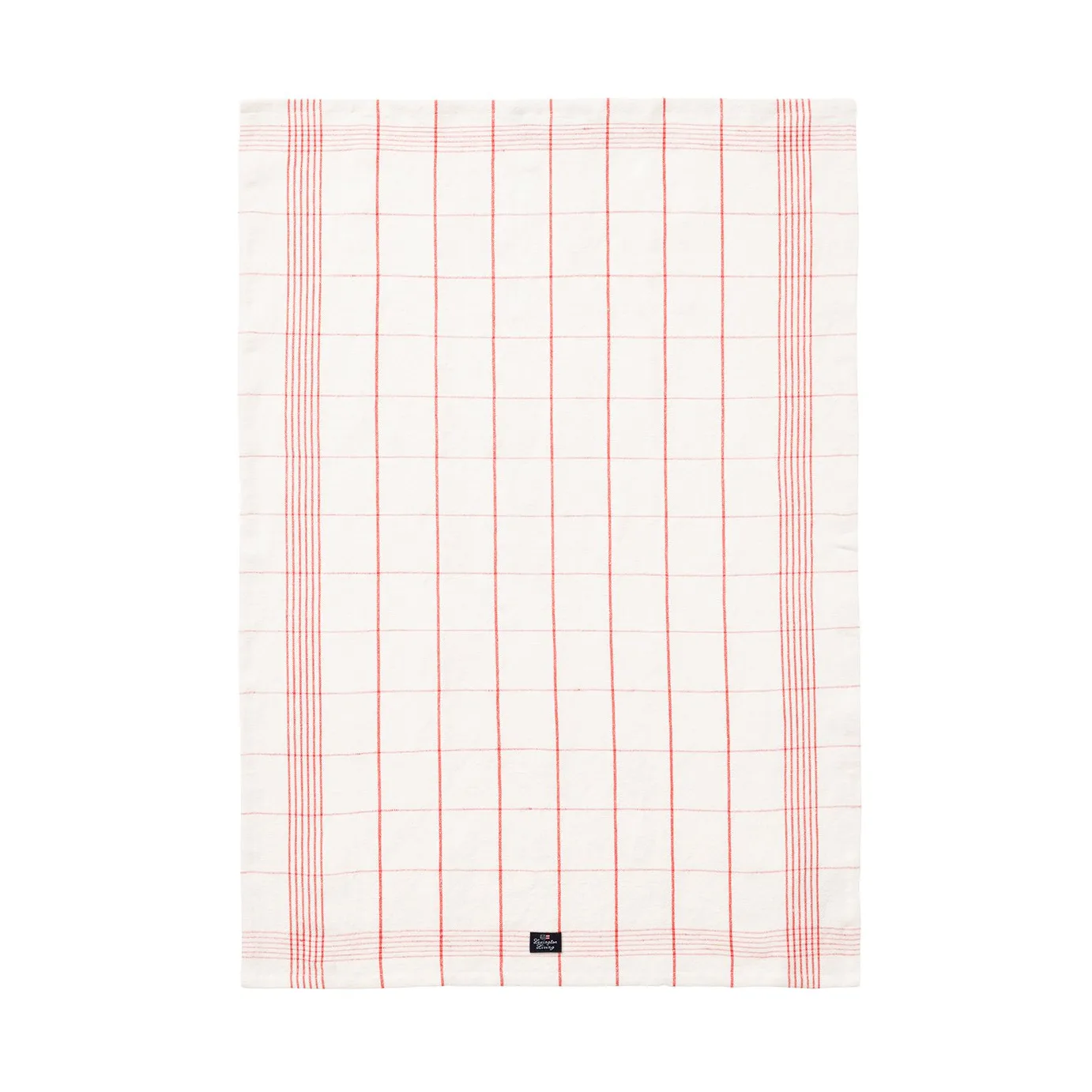 Checked Linen/Cotton kitchen towel 50x70 cm, White-red Lexington
