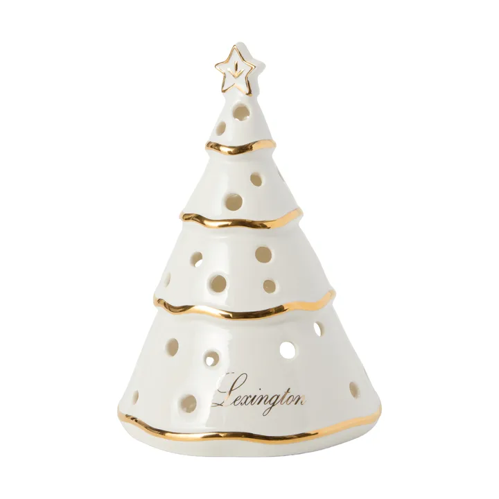 Christmas Tree tealight holder - White-gold, 16.5 cm - Lexington