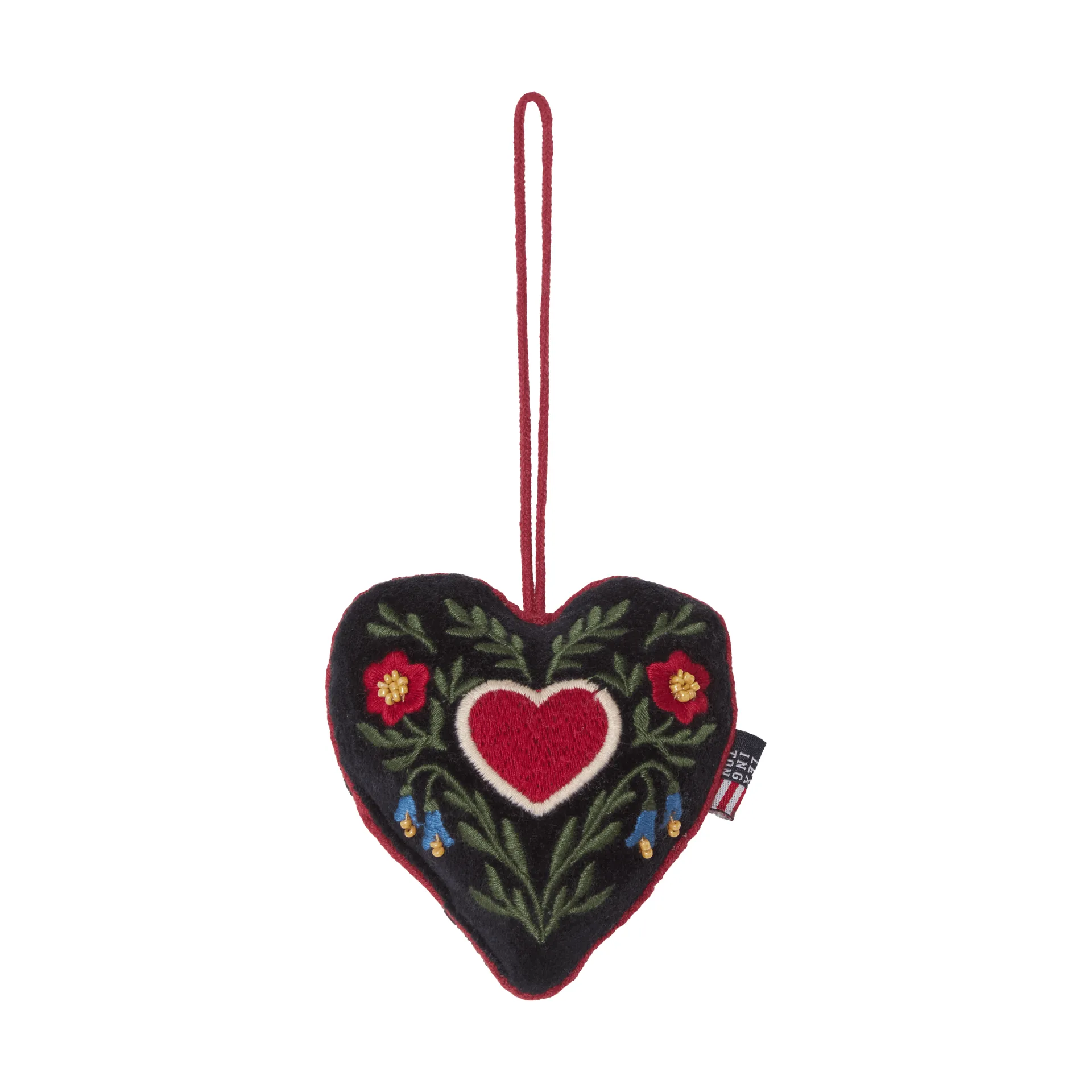 Heart organic cotton velvet Christmas hanging decoration, Multi, 13x10x3 cm Lexington