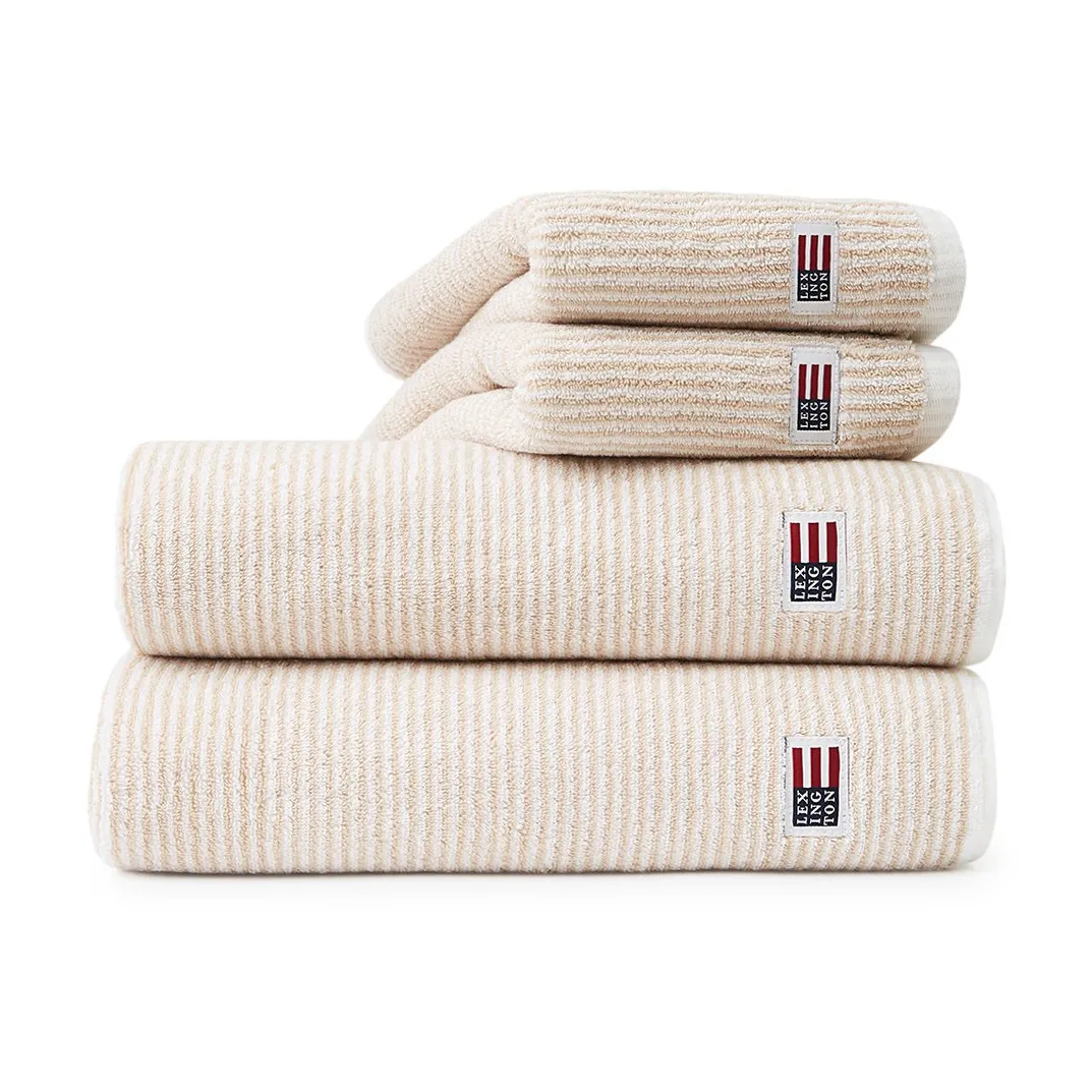 Icons Original Striped towel 50x70 cm, white-tan Lexington
