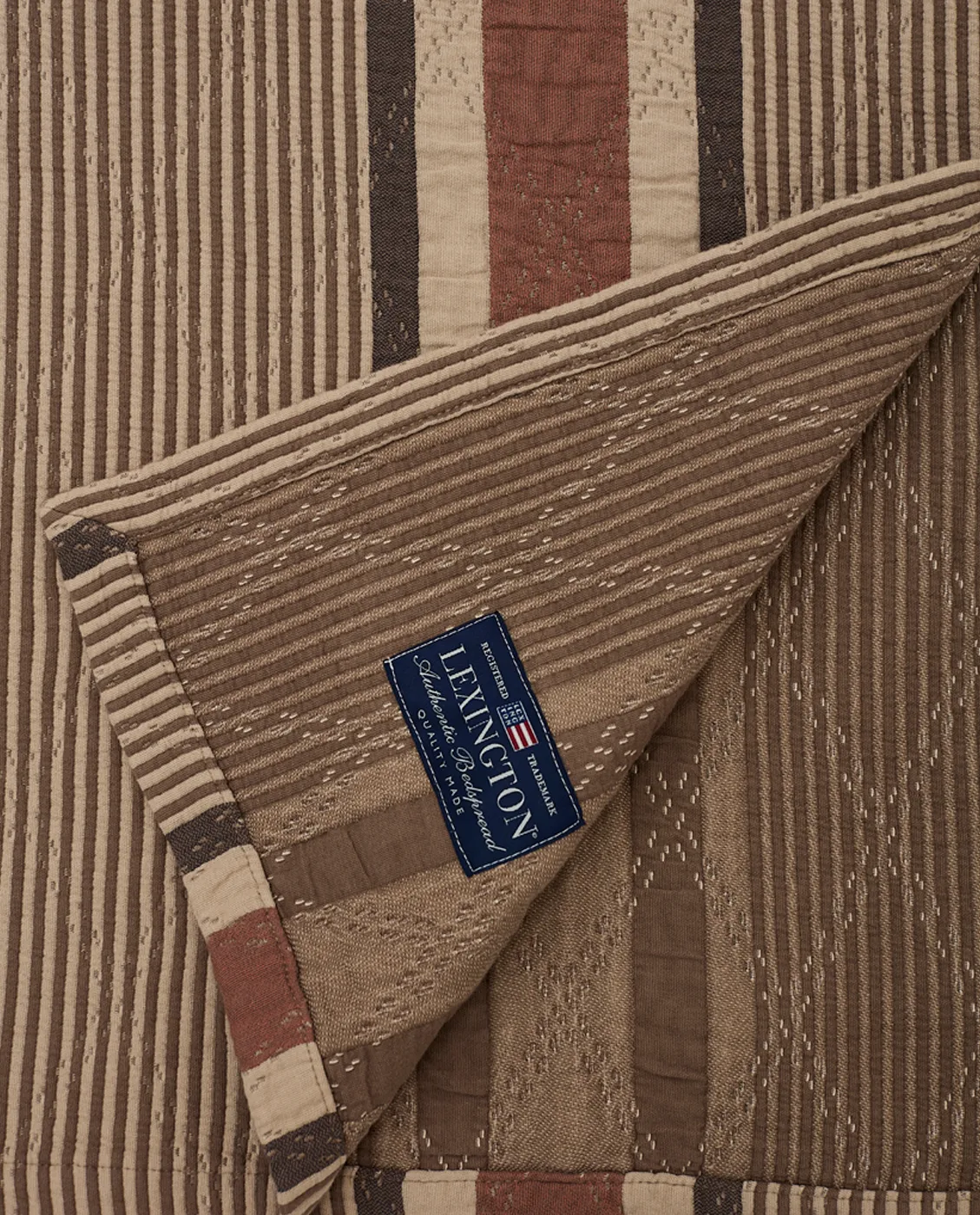 Side Striped Soft Quilted bedspread 240x260 cm, Beige Lexington