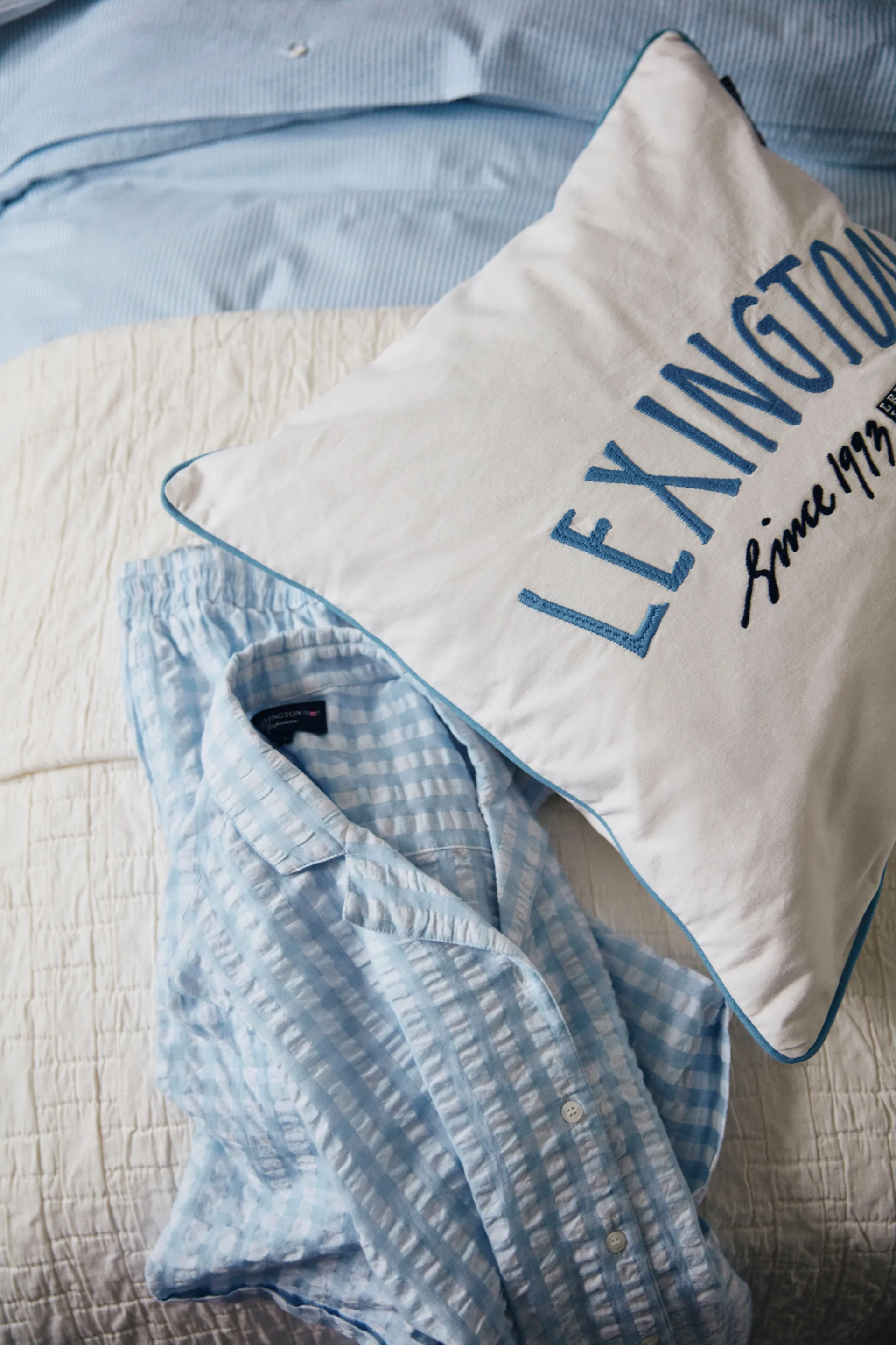 Since 1993 Organic Cotton pillowcase 50x50 cm, White-blue Lexington