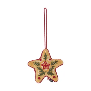 Star organic cotton velvet Christmas hanging ornament - Multi, 10x11x3 cm - Lexington