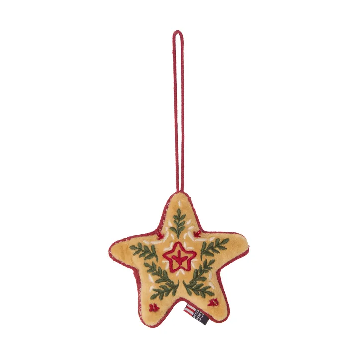 Star organic cotton velvet Christmas hanging ornament - Multi, 10x11x3 cm - Lexington
