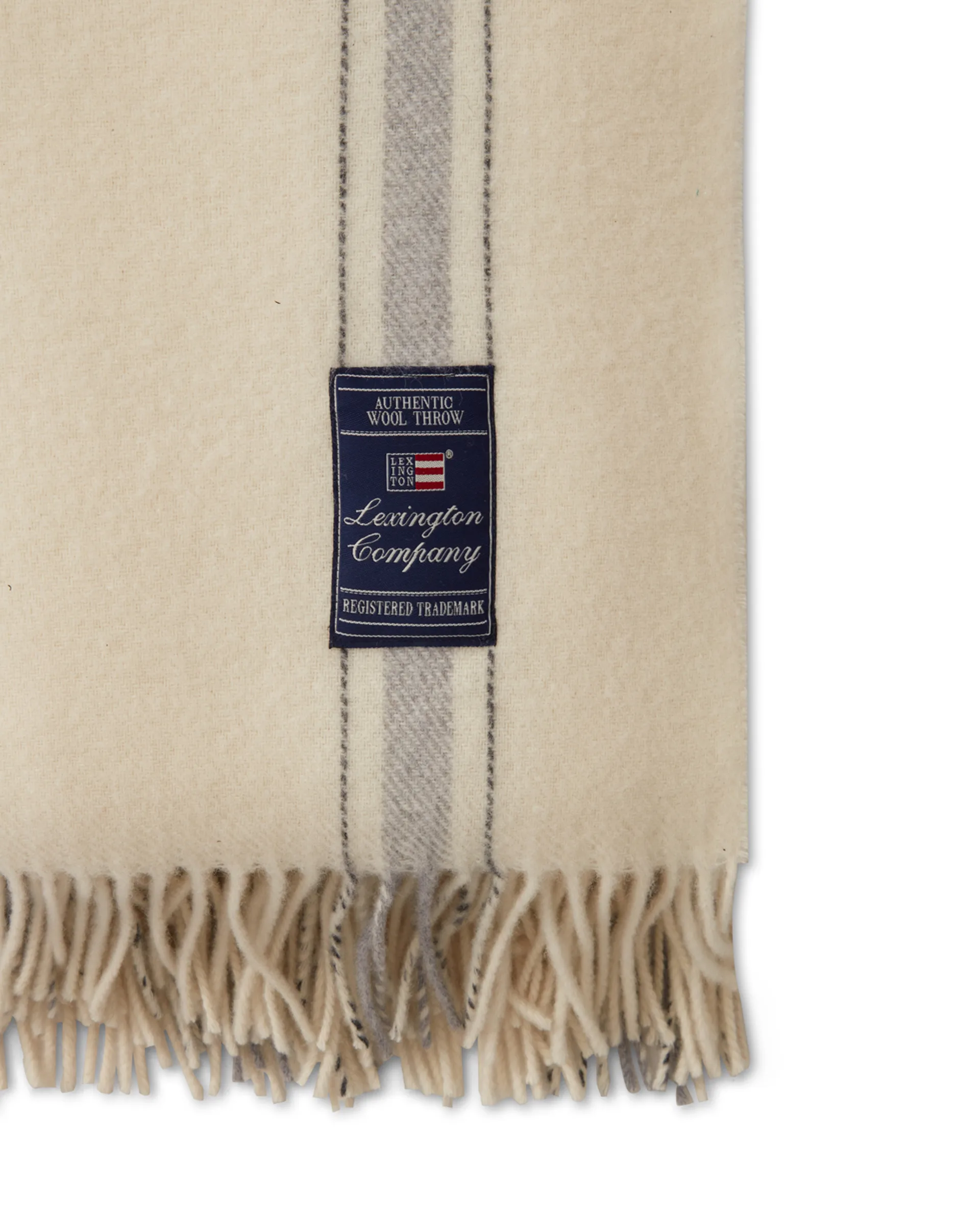 Striped recycled wool throw 130x170 cm, Offwhite-grey Lexington