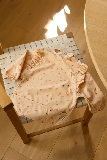Merle ruffle bib with sleeves - Mini Butterfly-apple blossom - Liewood