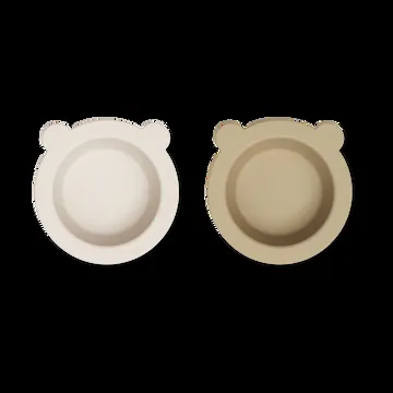 Peony bowl with suction cup Ø16 cm 2 pieces - Sandy-Oat - Liewood