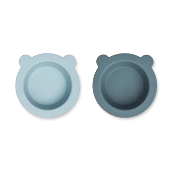Peony bowl with suction cup Ø16 cm 2 pieces - Sea blue-Whale blue - Liewood