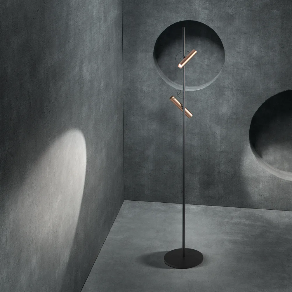 Spirit F1 floor lamp, Black/rose gold Light-Point