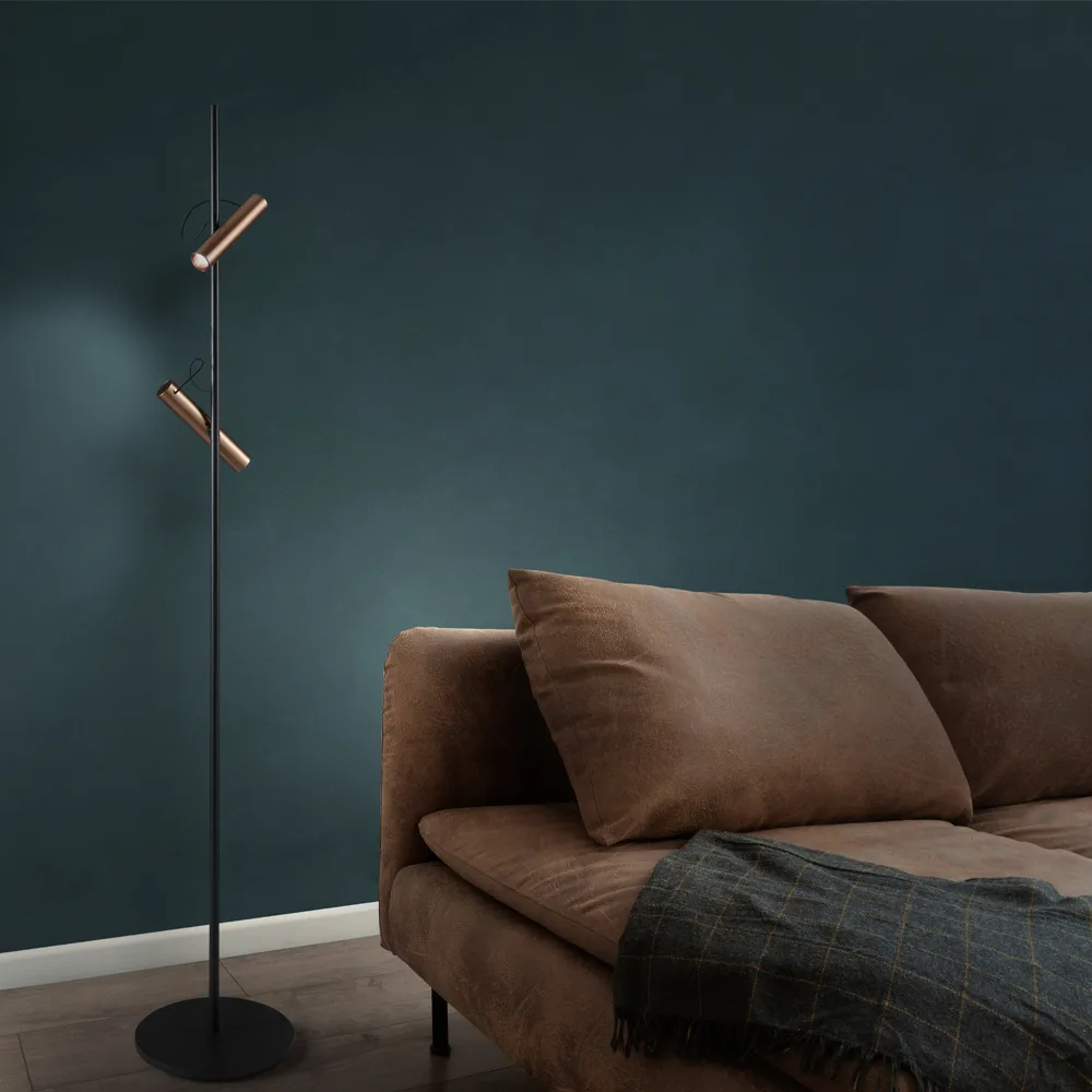Spirit F1 floor lamp, Black/rose gold Light-Point