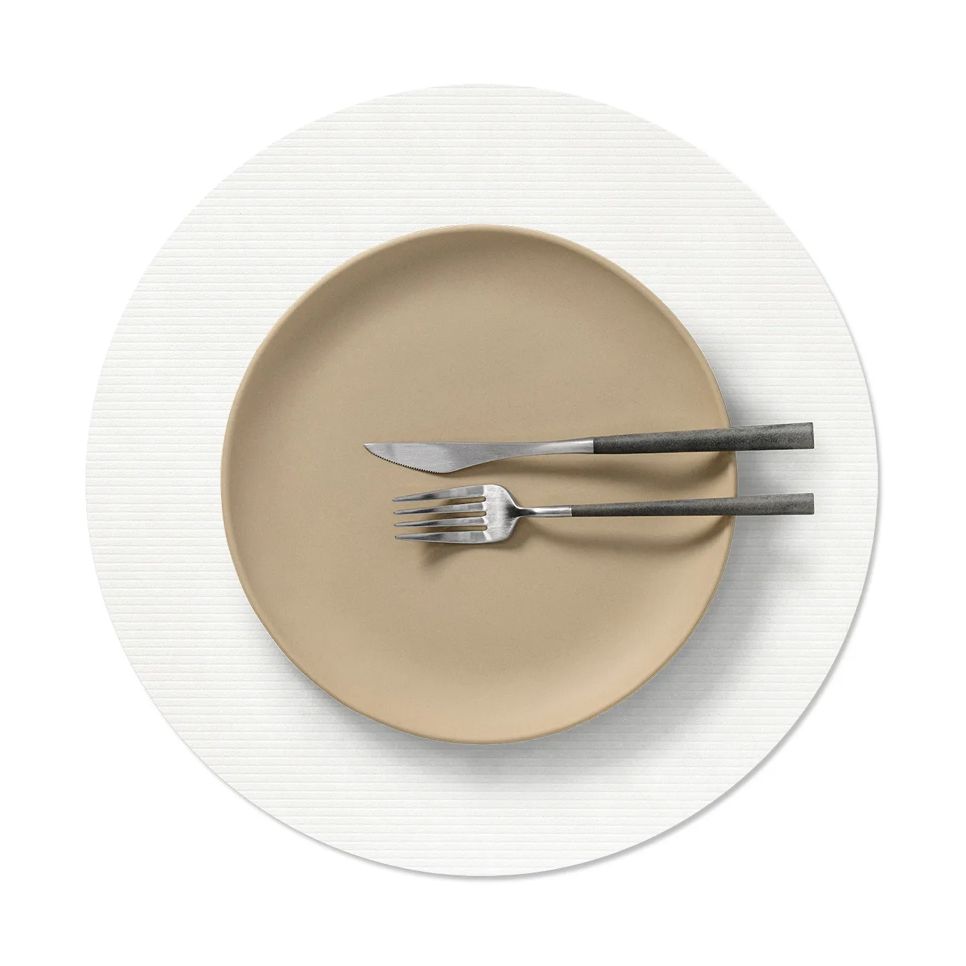 Corduroy placemat, Pure white, circle, L LIND DNA