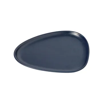Curve Stoneware small plate 19x22 cm - navy blue - LIND DNA