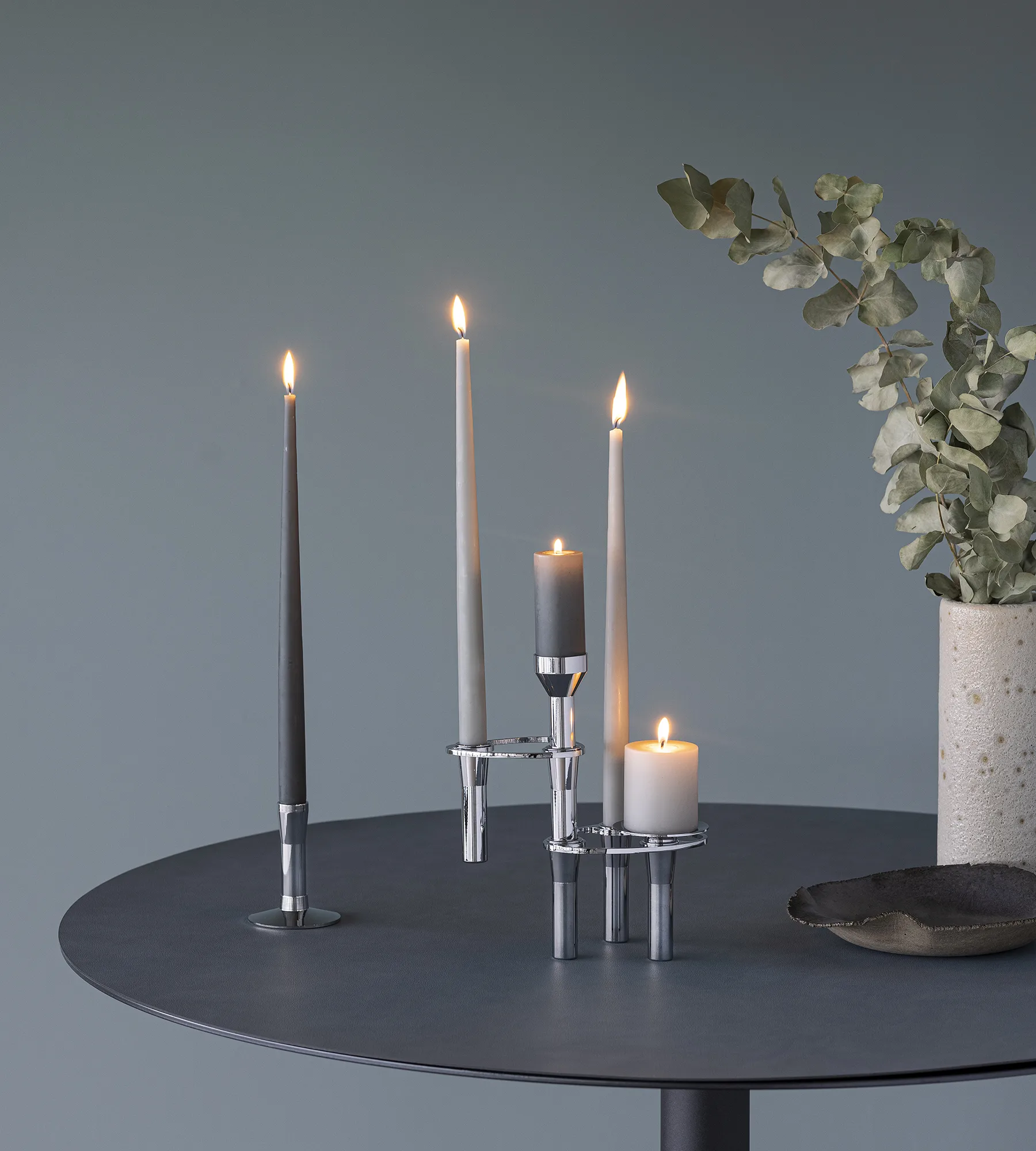 Lind Curve combinable candle sticks chrome, Double LIND DNA