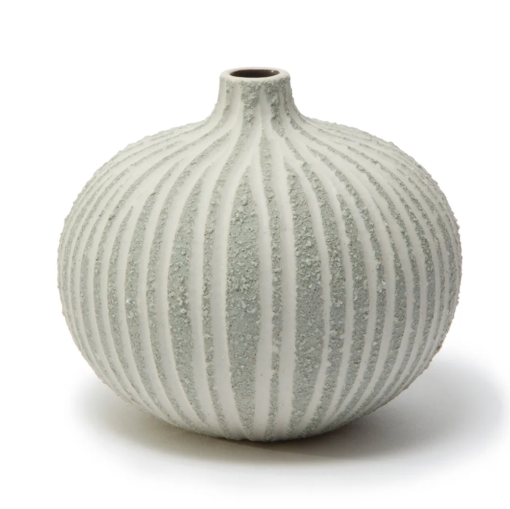 Bari vase, Stonestripe light grey rough, M Lindform