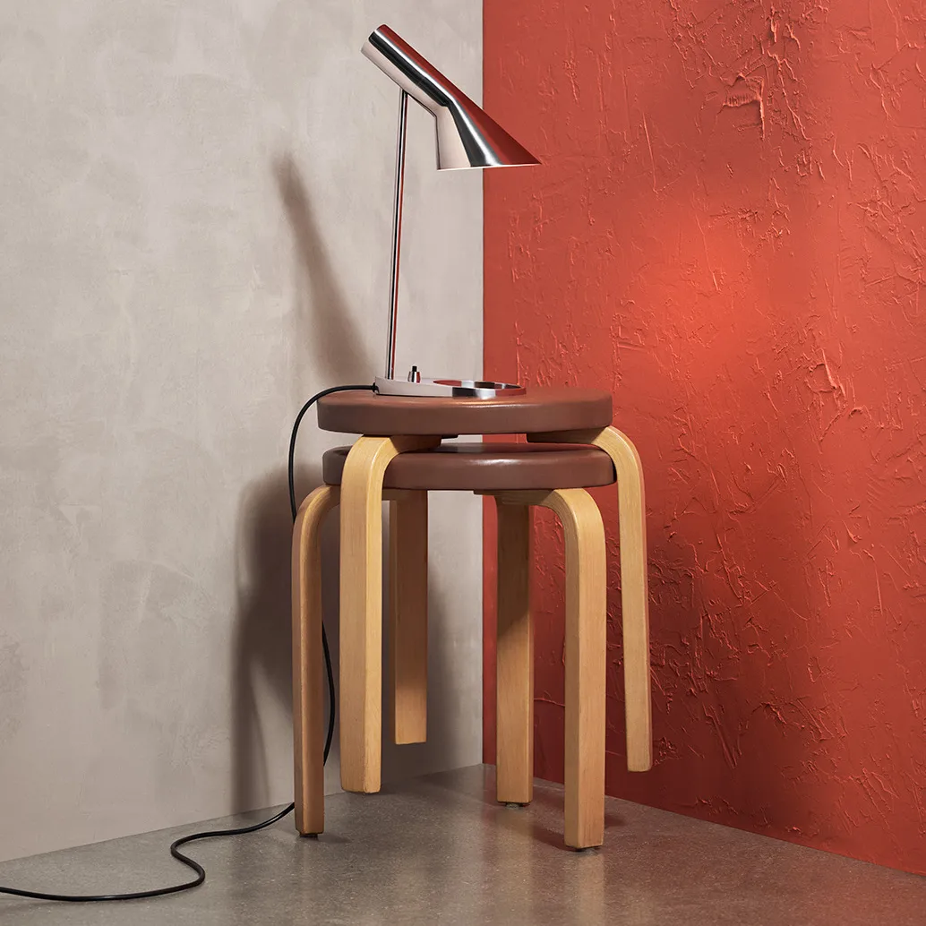 AJ table lamp, Polished stainless steel Louis Poulsen