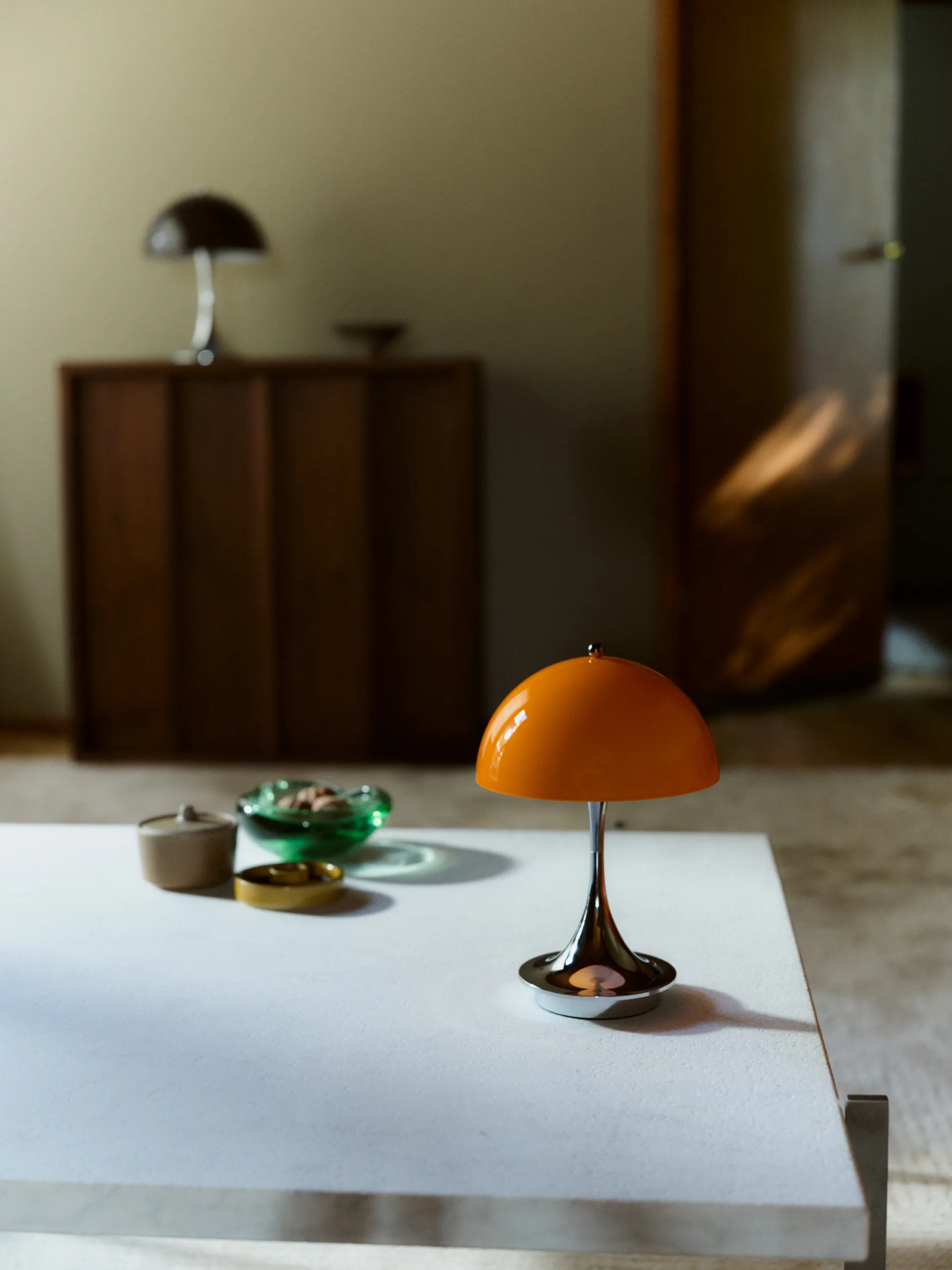 Panthella 160 Portable v3 table lamp, Original Opal Orange Louis Poulsen