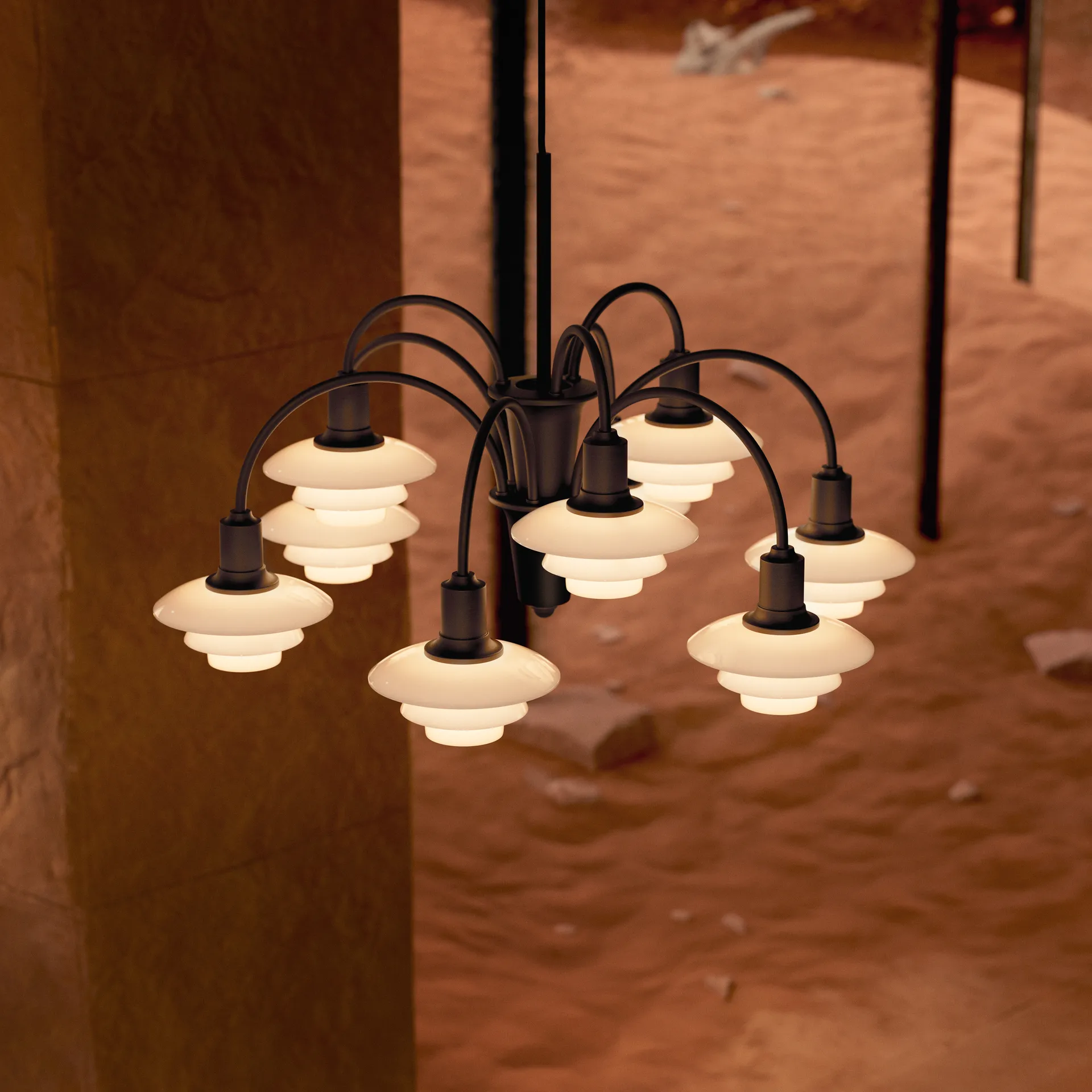 PH 1/1 Chandelier Centenary Edition chandelier, Brass-dusty terracotta, 9 arms Louis Poulsen