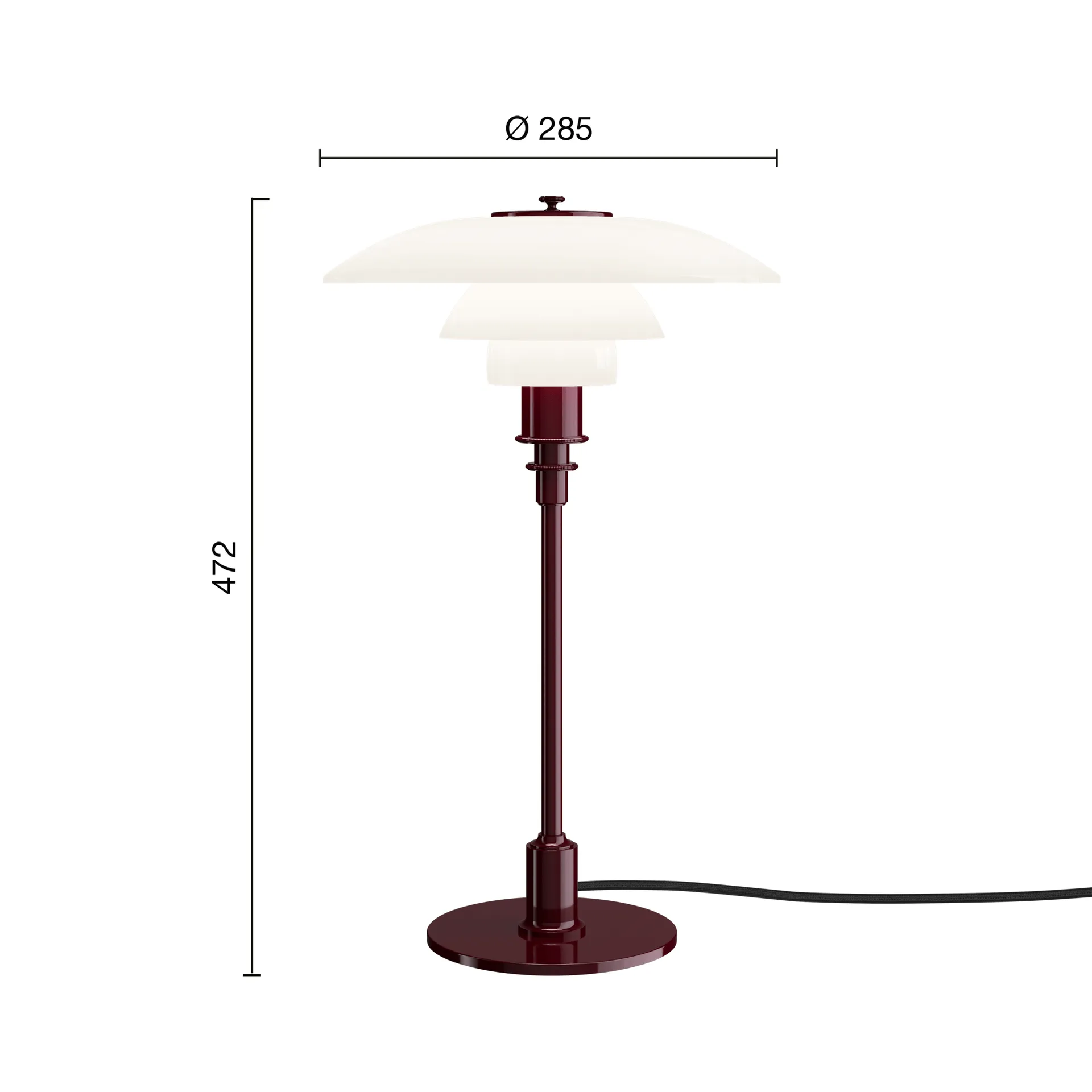 PH 3/2 table lamp, Glossy burgundy Louis Poulsen