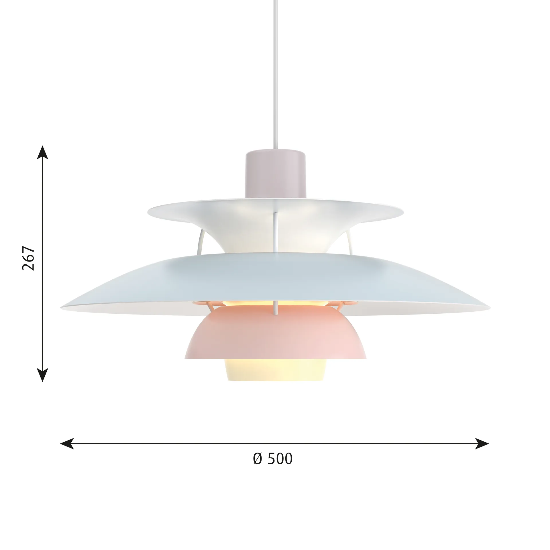 PH 5 pendant lamp, Ø500, Pastel-oyster grey-blue-pink Louis Poulsen