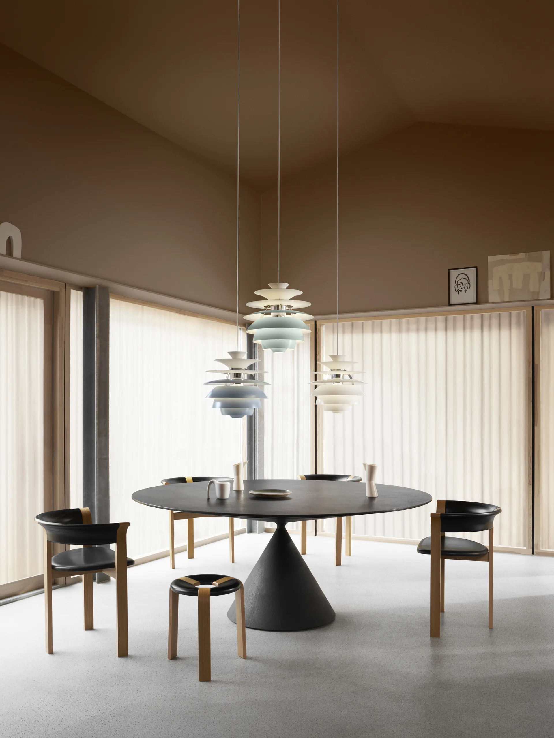 PH Snowball pendant lamp, Dusty blue-chrome Louis Poulsen