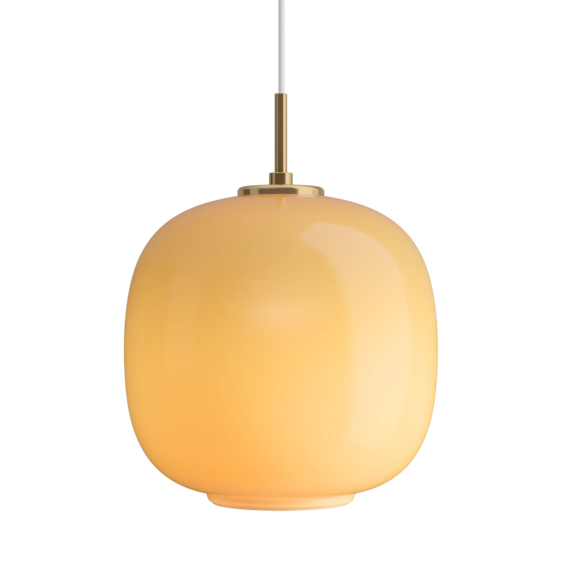 VL45 Radiohus pendant lamp Ø25 cm, Brass-amber glass Louis Poulsen