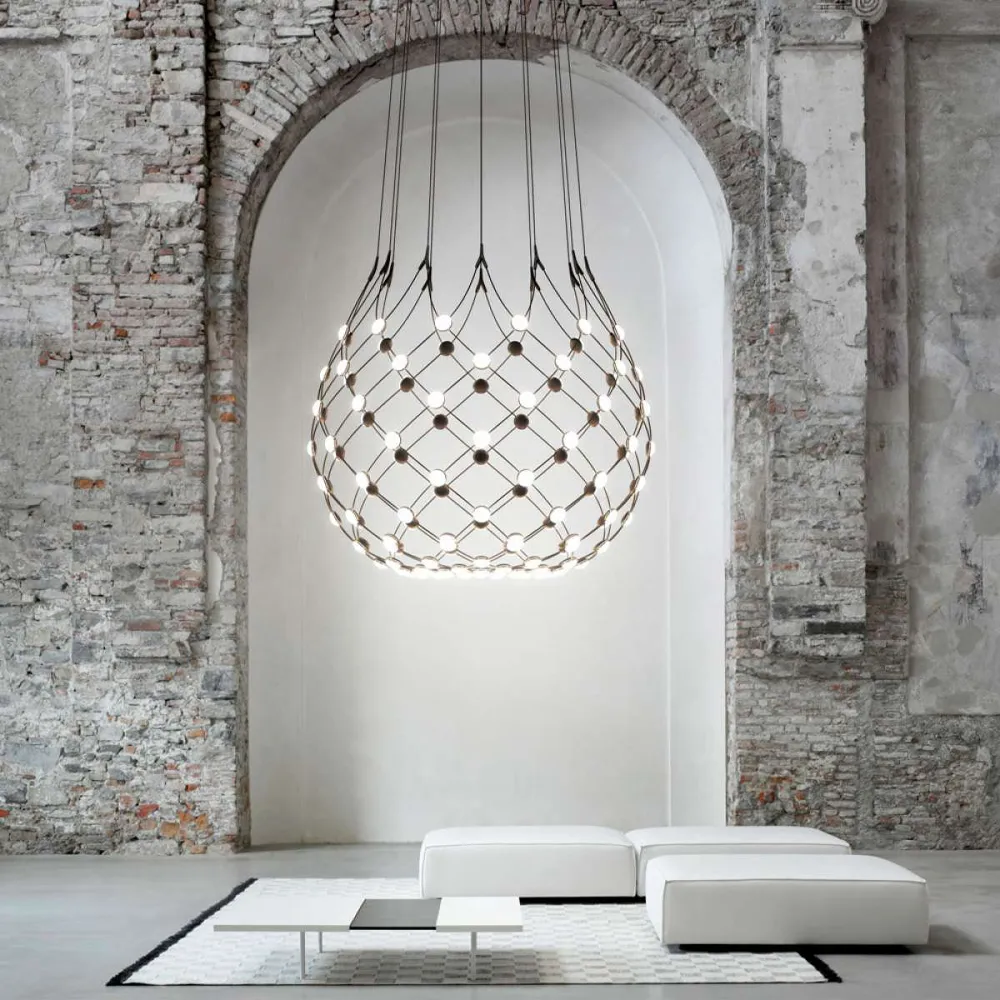 Mesh ceiling lamp, Black, large Luceplan