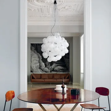 Stochastic pendant lamp - Opal, 72 spheres - Luceplan