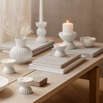 Lyngby Tura block candle holder Ø11.5 cm - White - Lyngby Porcelæn