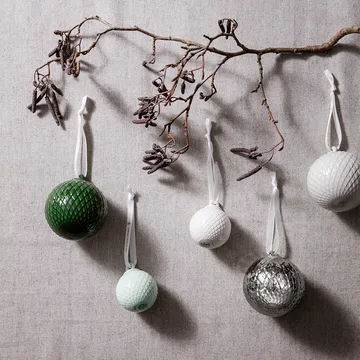 Rhombe decoration bauble Ø5 cm 2-pack - White - Lyngby Porcelæn