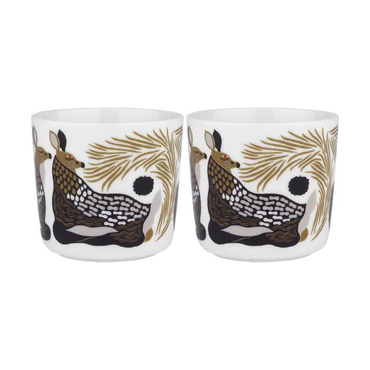 Peura coffee cup without handle 20 cl 2-pack - White-coal-mud-light grey - Marimekko