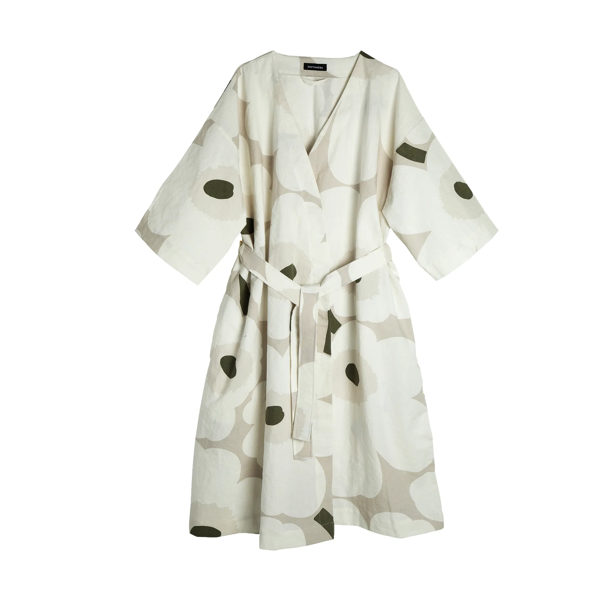 Unikko bathrobe, Beige-white-green, S/M Marimekko