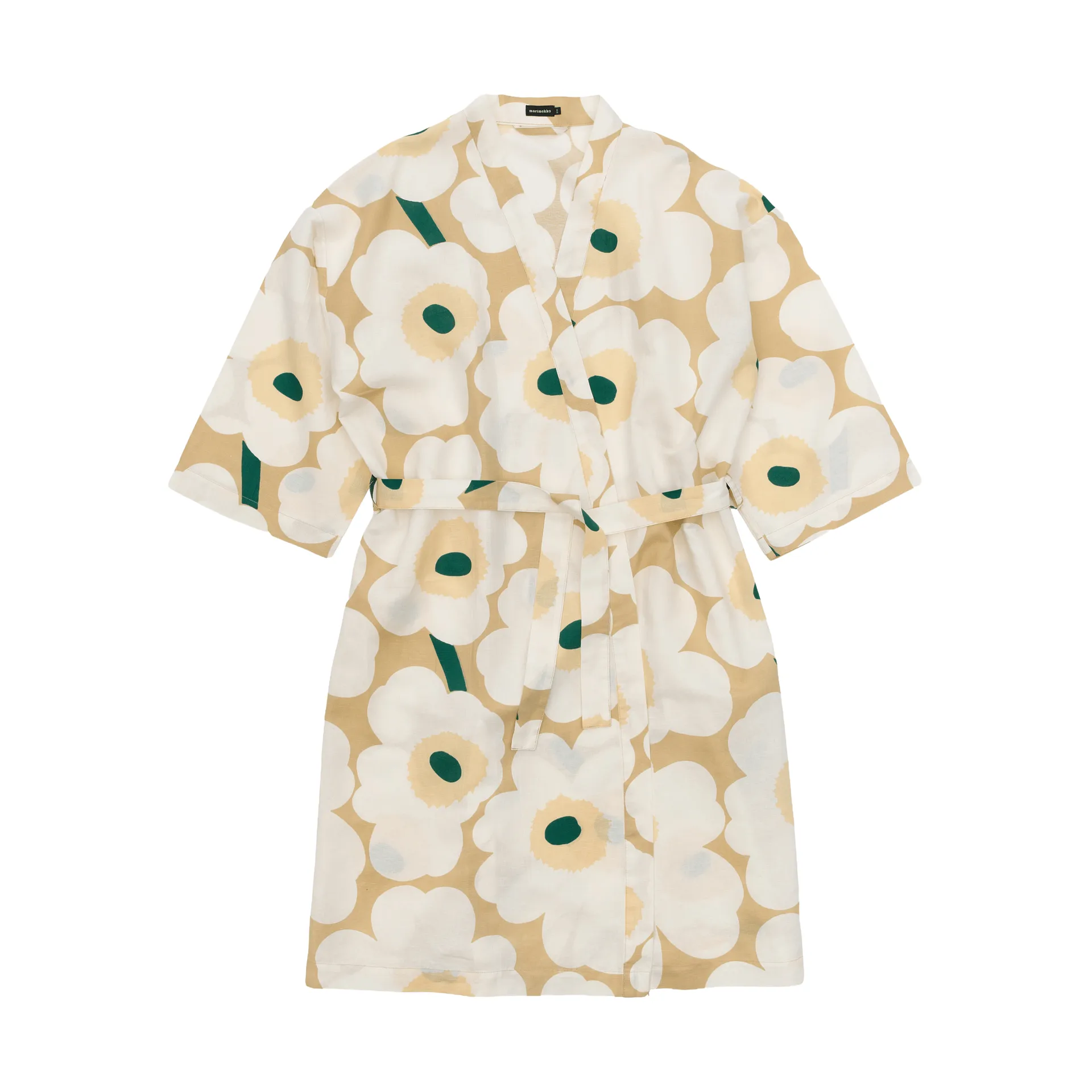 Unikko bathrobe L/XL, Sand-off white-hay-emerald Marimekko