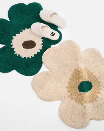 Unikko bathroom mat 73x74 cm - Emerald-off white-mole - Marimekko