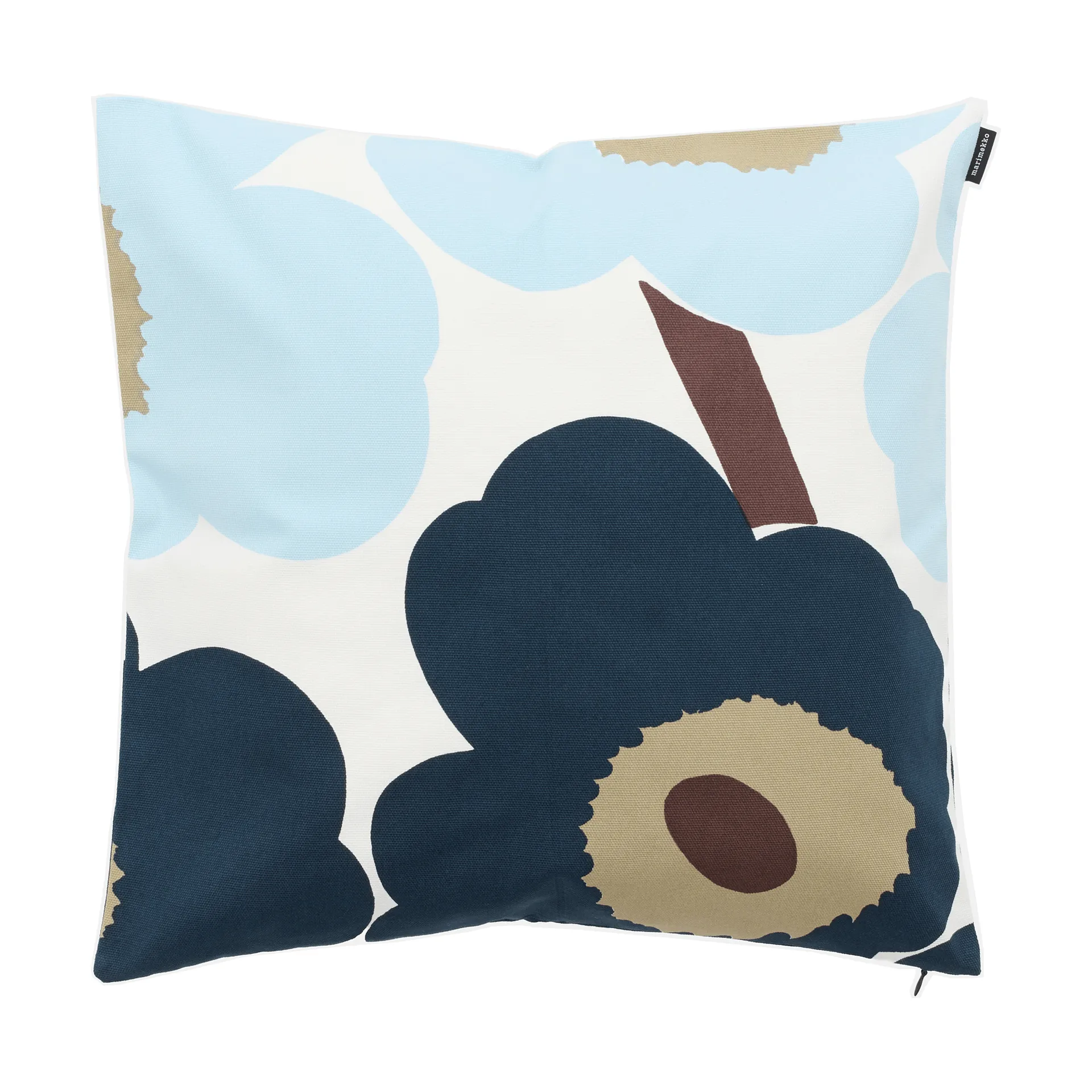 Unikko cushion cover 50x50 cm, White-blueberry-cold blue-dark brown Marimekko