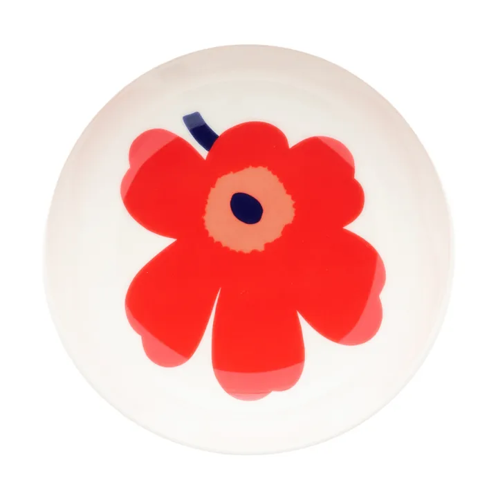 Unikko deep plate - White-red-blue - Marimekko