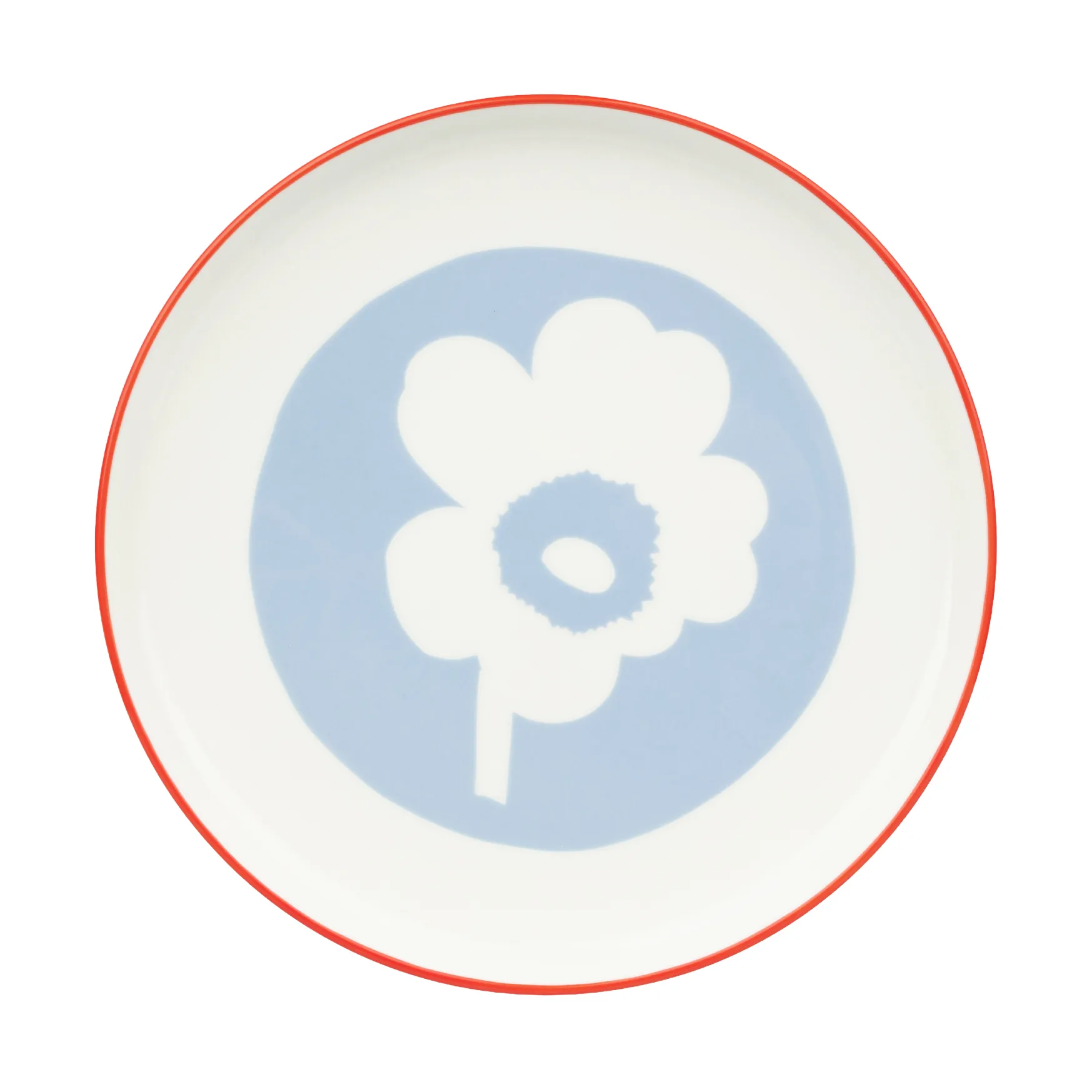 Unikko plate 20 cm, White-light blue-orange red Marimekko