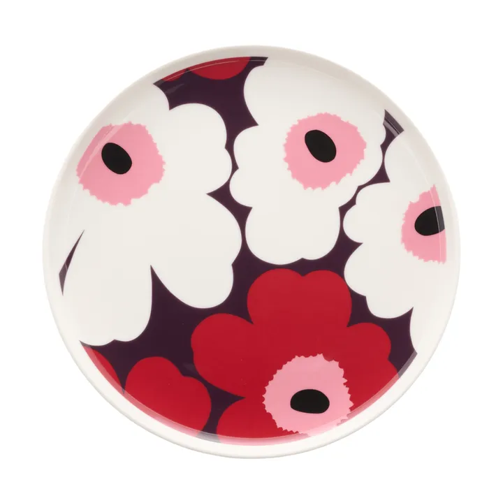 Unikko plate 20 cm - White-plum-cranberry-pink - Marimekko