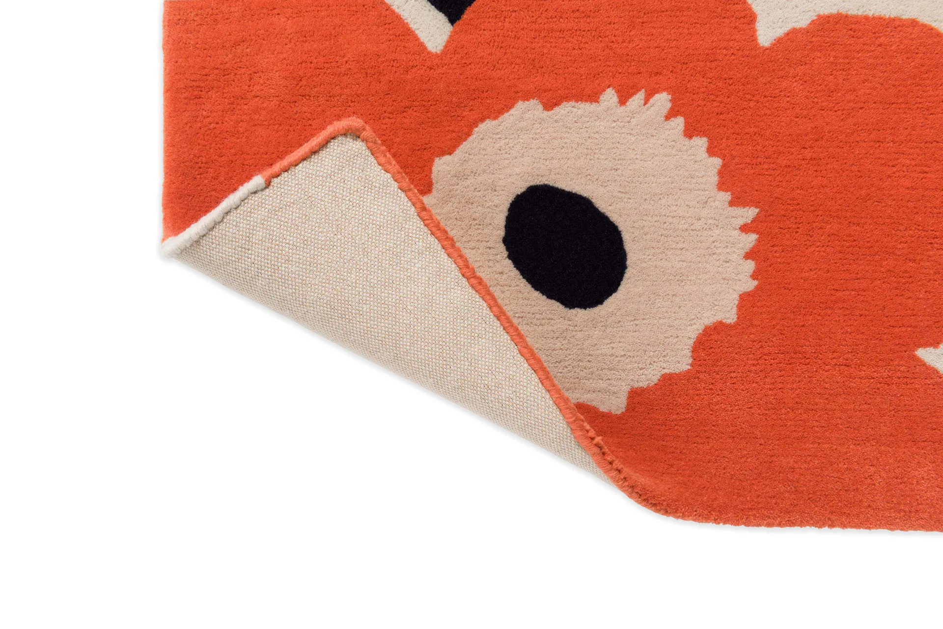 Unikko wool rug, Orange red, 140x200 cm Marimekko