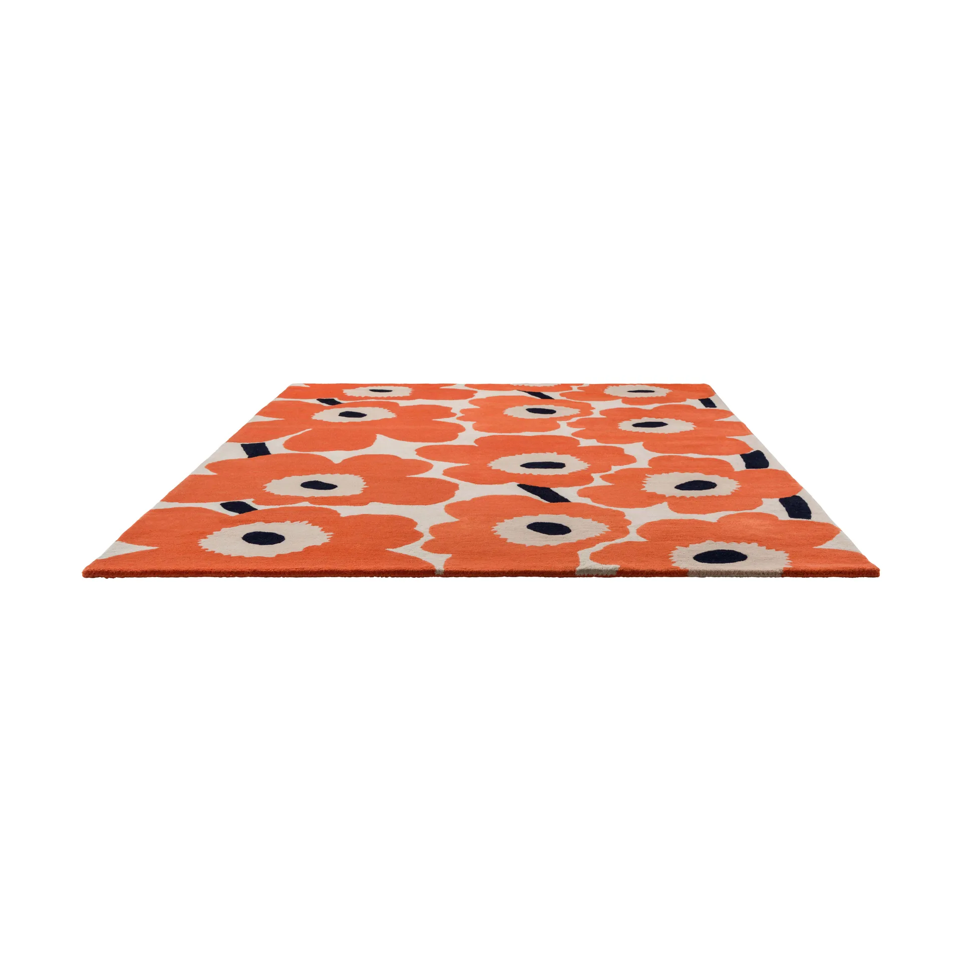 Unikko wool rug, Orange red, 250x350 cm Marimekko