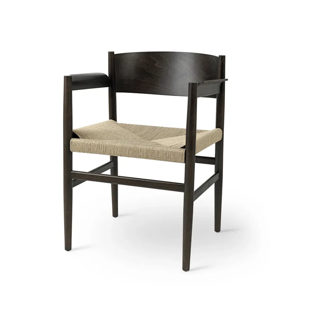 Nestor armchair, oak sirka grey, natural braided seat Mater