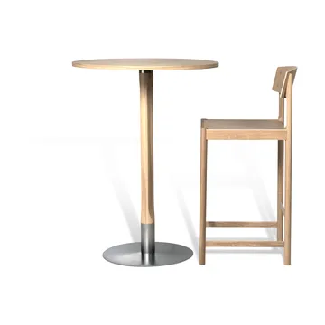 Rod bar table Ø70 cm - White pigmented matte lacquered oak - Mavis