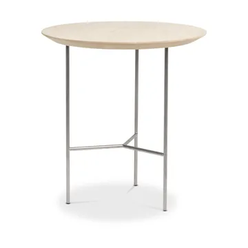 Tribeca side table - oak soap-rubbed rustic, satin chrome legs, ø47 cm - Mavis